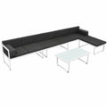 Set Divano da Giardino XXL in Alluminio e Textilene con Tavolo in Vetro