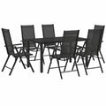 Elegante set da giardino in alluminio nero, 7 pezzi