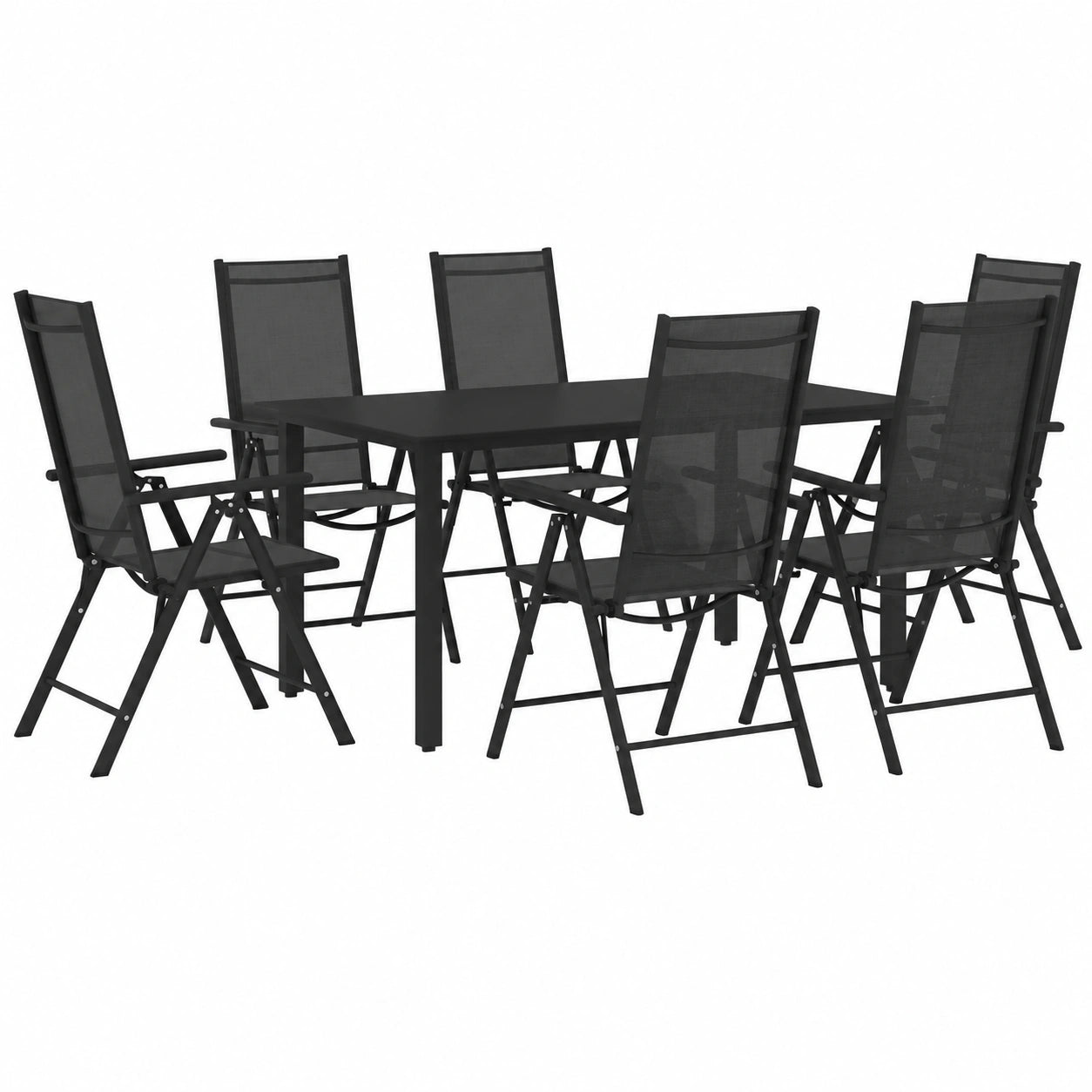 Elegante set da giardino in alluminio nero, 7 pezzi