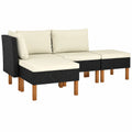 Set Salotto da Esterno 4 Pezzi con Cuscini in Rattan Sintetico Nero