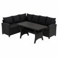 Set Salotto da Giardino in Rattan Sintetico, 3 Pezzi con Cuscini Comodi