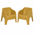 Set di 2 Poltrone da Giardino in Resina UV Resistenti, Petra Giallo Ocra