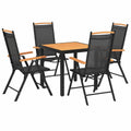 Set mobili da giardino in alluminio nero con schienale alto, resistente al meteo, adatto per terrazza e balcone