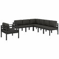 Set Mobili da Giardino in Alluminio Antracite, 8 Pezzi con Modulo Angolare per Terrazza