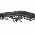 Set Salotto da Giardino in Alluminio con Cuscini, 9 Pezzi, Antracite