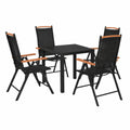 Set di Mobili da Giardino in Alluminio Nero per Esterni, Tavolo 80 cm