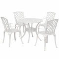 Set giardino in alluminio bianco, 5 pezzi, con sedie resistenti alle intemperie