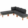 Set Divani da Giardino Modulabili in Polyrattan con Cuscini Grigi