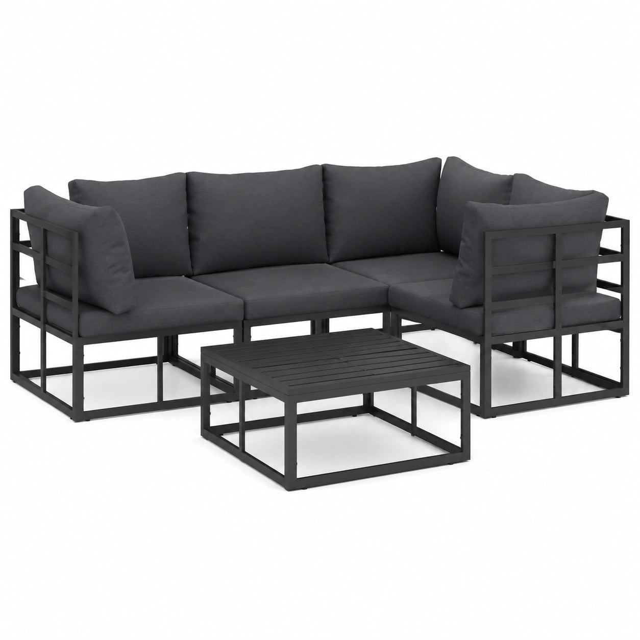 Set di Divani da Giardino in Alluminio con Cuscini, Elegante per Esterni, Terrazze e Balconi