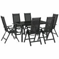 Set da giardino in alluminio antracite, 7 pezzi: tavolo e sedie per esterno