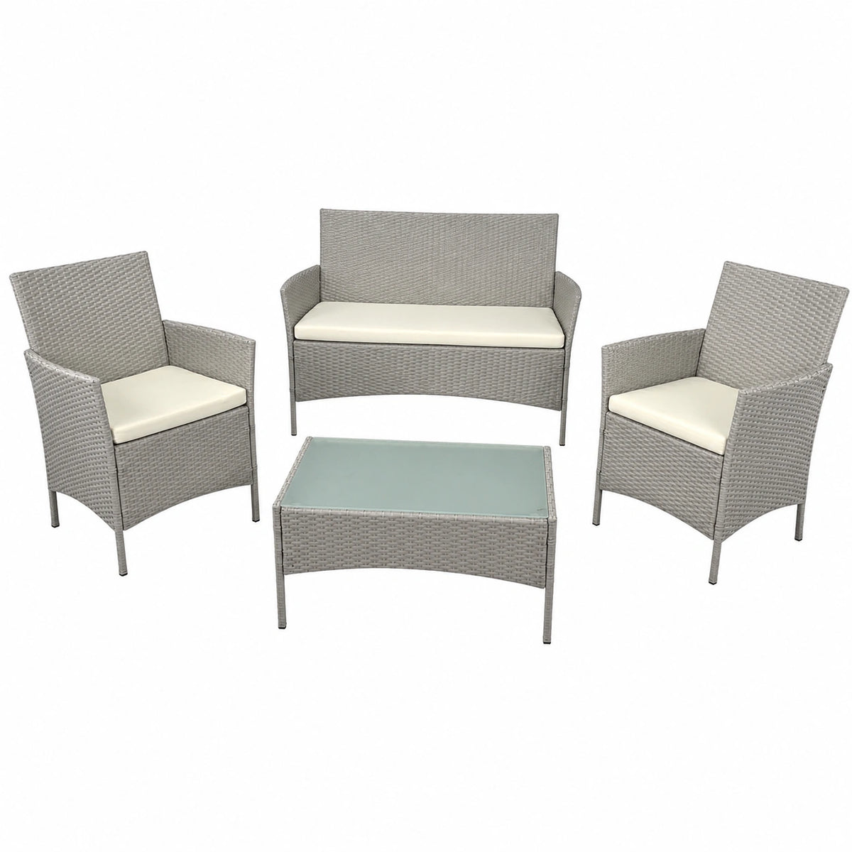 Set da Giardino in Rattan Erica, Divani da Esterno in Polyrattan Color Tortora