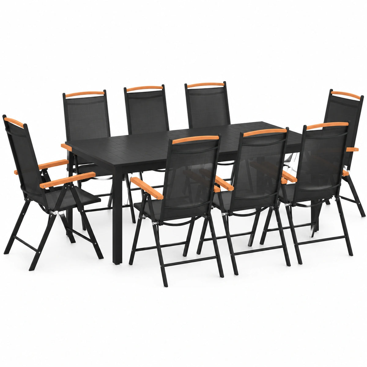 Set Arredo Giardino in Alluminio 9 Pezzi con Tavolo e Sedie per Esterno