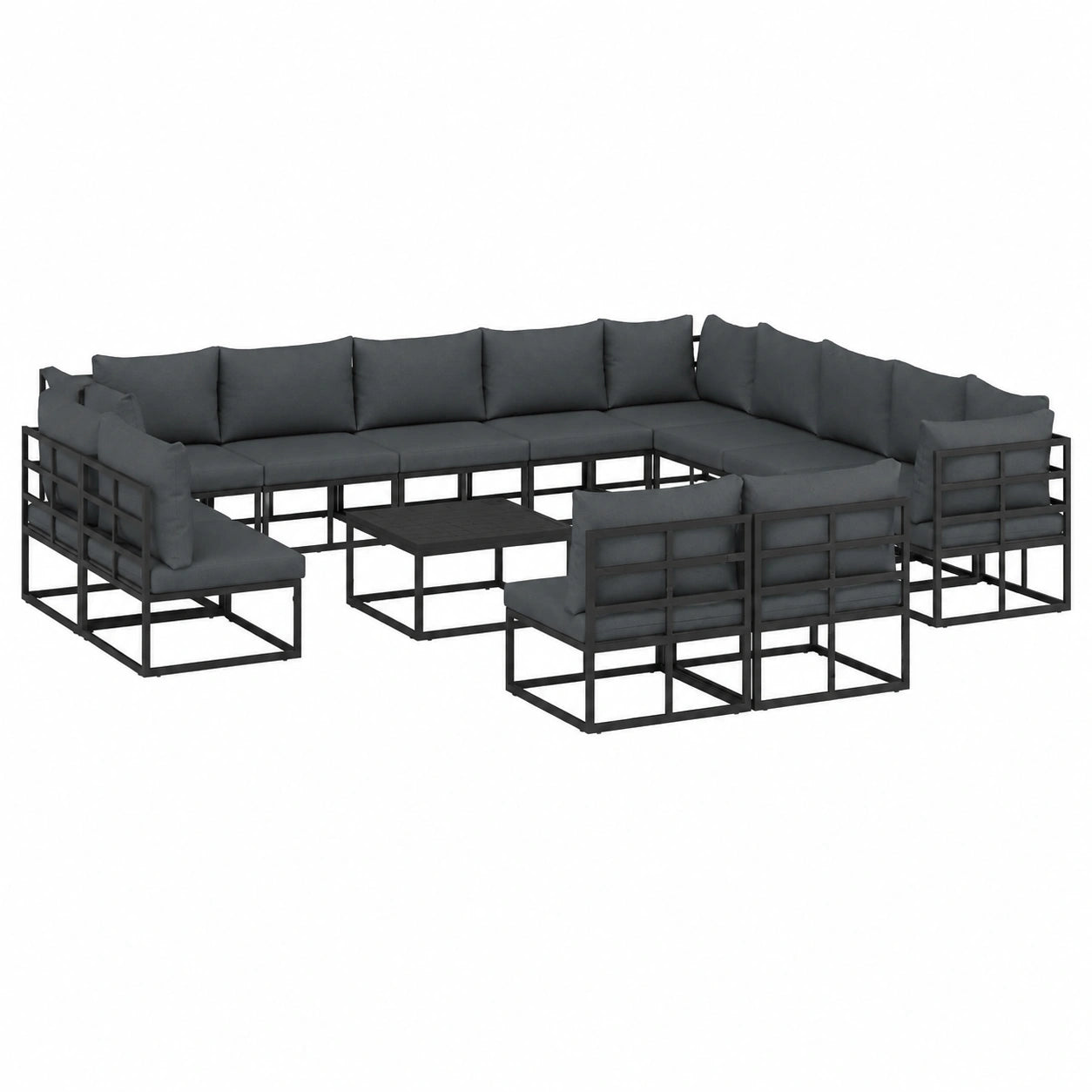 Set di mobili da giardino in alluminio con cuscini - 14 pezzi