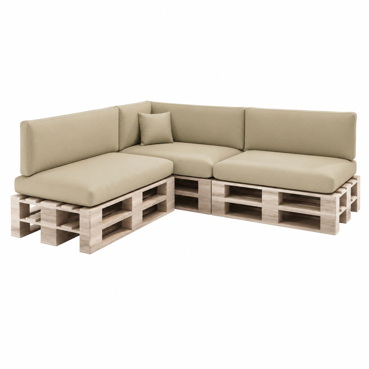 Set di Cuscini Impermeabili per Divani Pallet da Esterno e Interno, 8 Pezzi, Rivestimento Sfoderabile, Crema