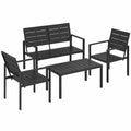 Set Mobili da Giardino 4 Pezzi in HDPE con Tavolino e Divano