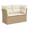 Divano da Giardino 2 Posti in Polirattan con Cuscini Beige