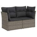 Divano da Giardino in Polyrattan Grigio con Cuscini, 2 Posti