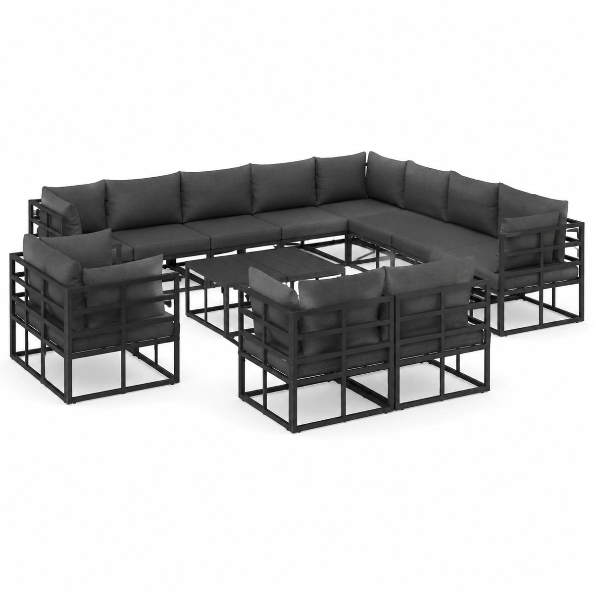 Set 14 Pezzi Mobili da Giardino in Alluminio con Cuscini per Esterni