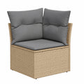 Divano da Giardino Angolare in Polyrattan Beige con Cuscini Comodi