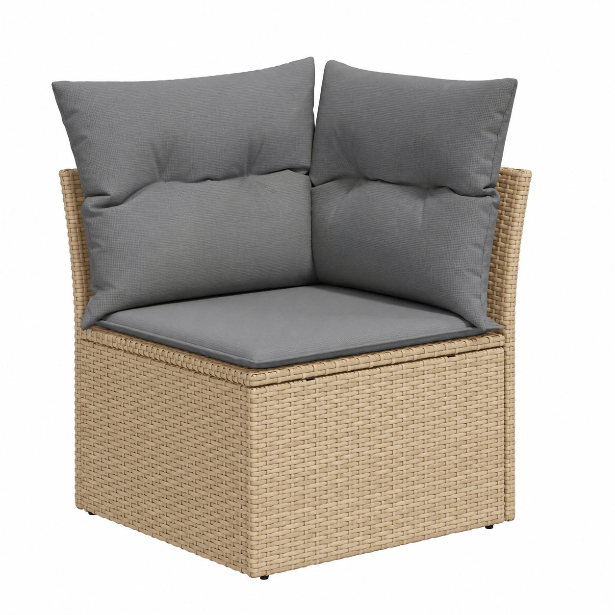 Divano da Giardino Angolare in Polyrattan Beige con Cuscini Comodi