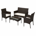 Set salotto da giardino in polyrattan per 4 persone con cuscini impermeabili