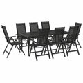 Set da Giardino in Alluminio Antracite, 9 Pezzi per Esterni