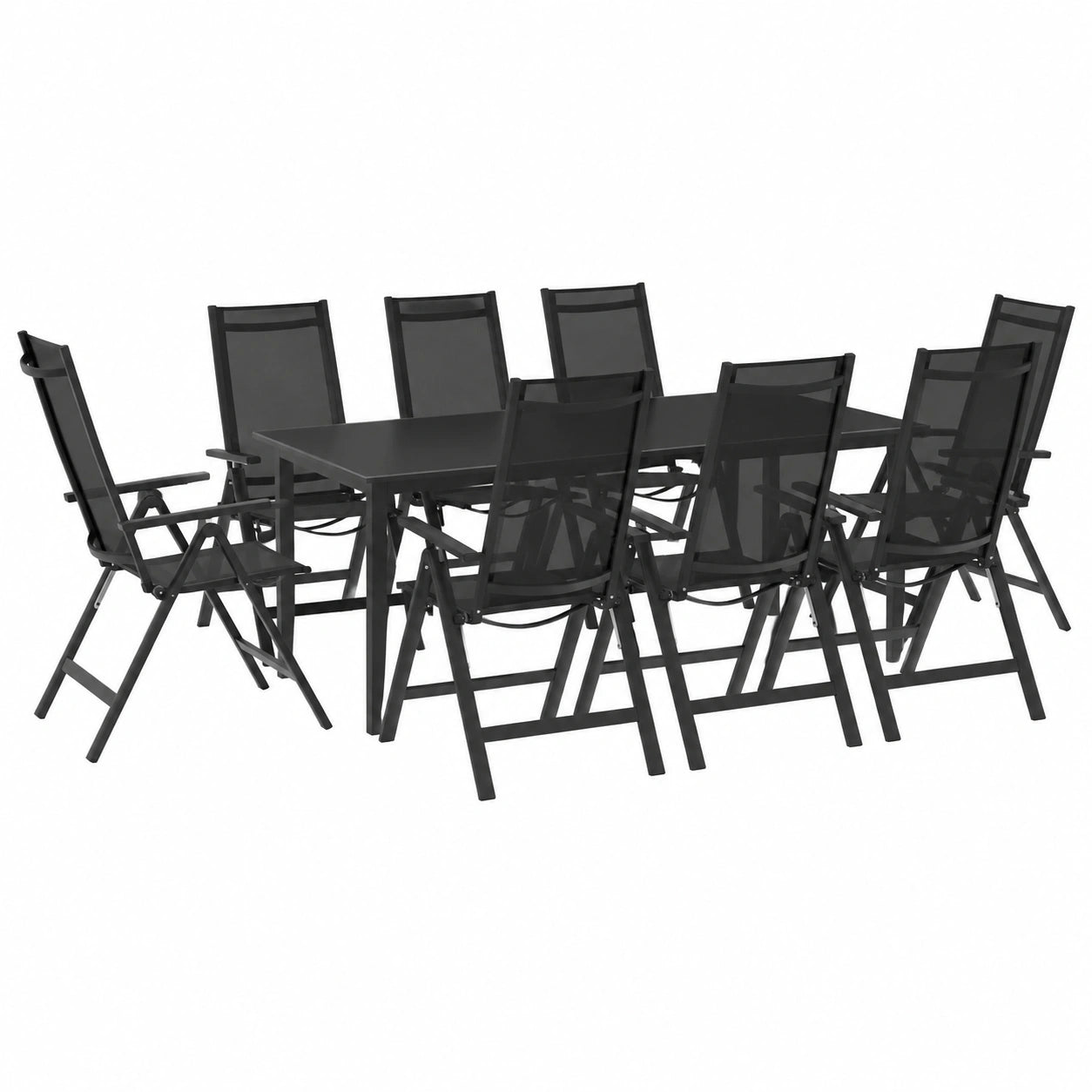 Set da Giardino in Alluminio Antracite, 9 Pezzi per Esterni
