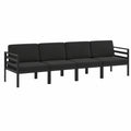 Set Arredo Giardino 4 Pezzi in Alluminio, Antracite con Cuscini, Salotto Modulabile per Esterno