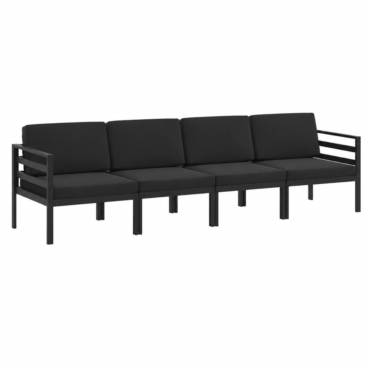 Set Arredo Giardino 4 Pezzi in Alluminio, Antracite con Cuscini, Salotto Modulabile per Esterno