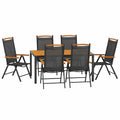 Set da giardino in alluminio nero e marrone, 7 pezzi